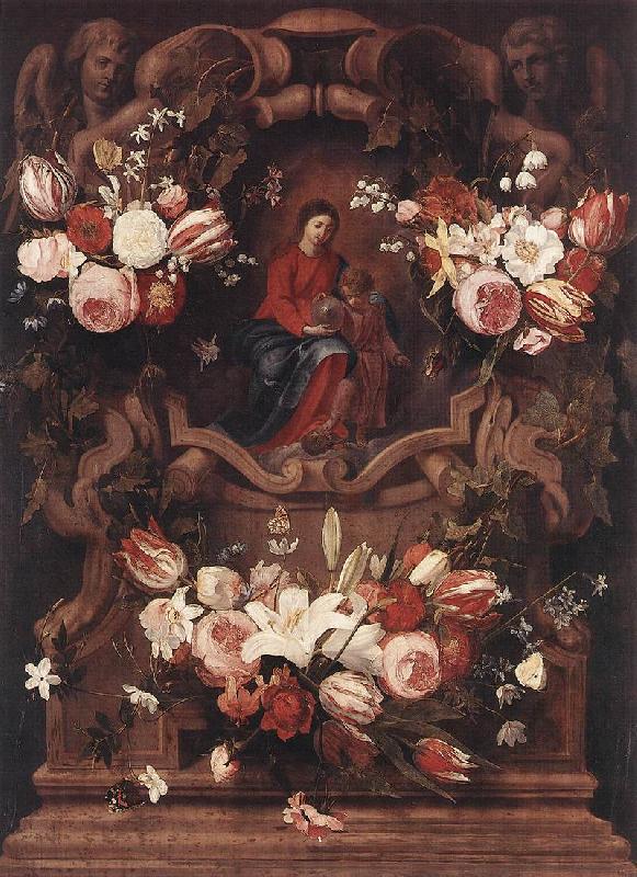 Daniel Seghers Floral Wreath with Madonna and Child oil painting picture